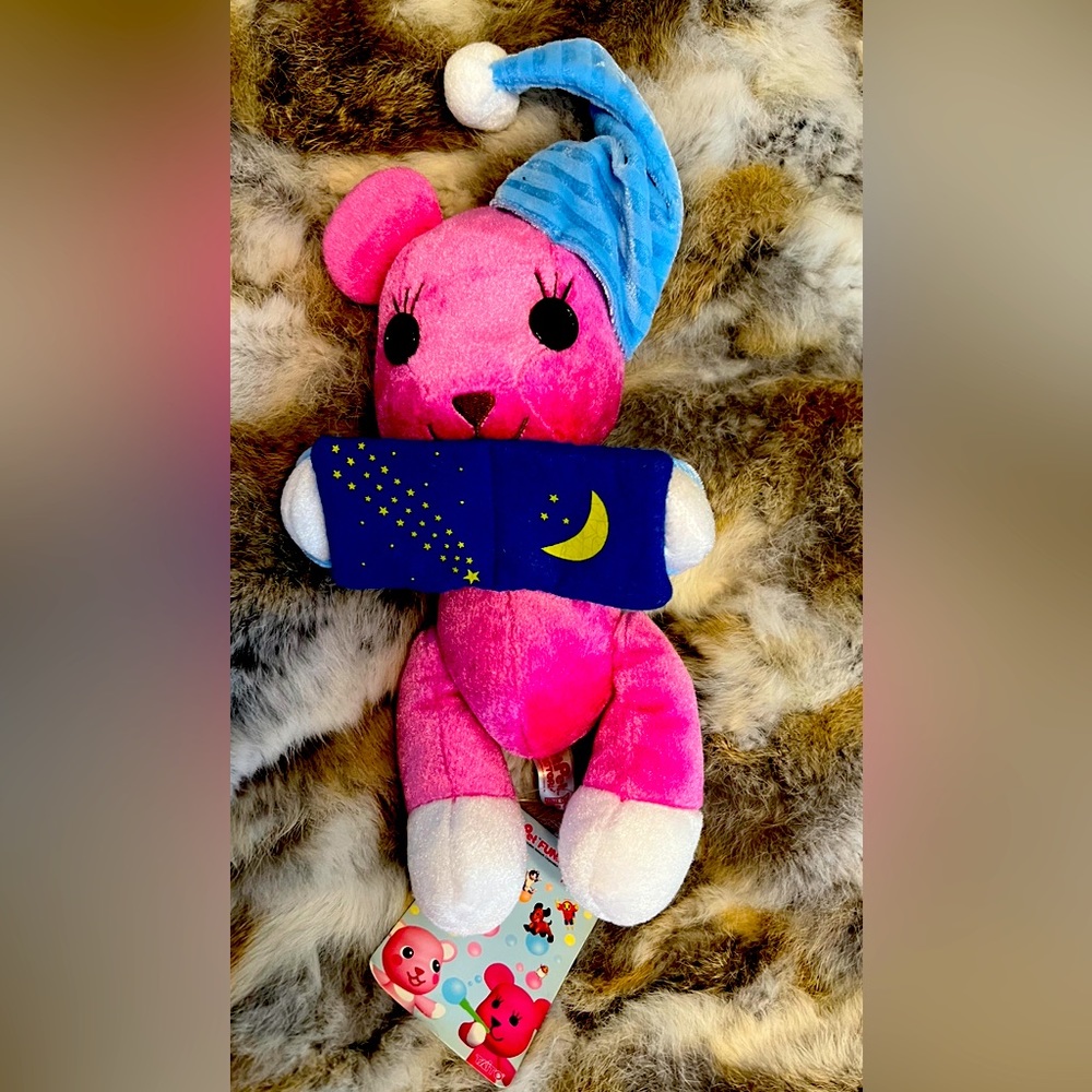 RARE NWT Post Pet Fun Factory Plushie sleep time pink and blue